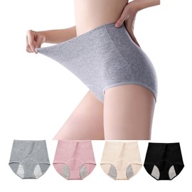 Women's Washable Incontinence Underwear 4 Pack, Leakproof Ladies Panties High Waist, Incontinence Protective Briefs for Minor Bladder Leak(L)