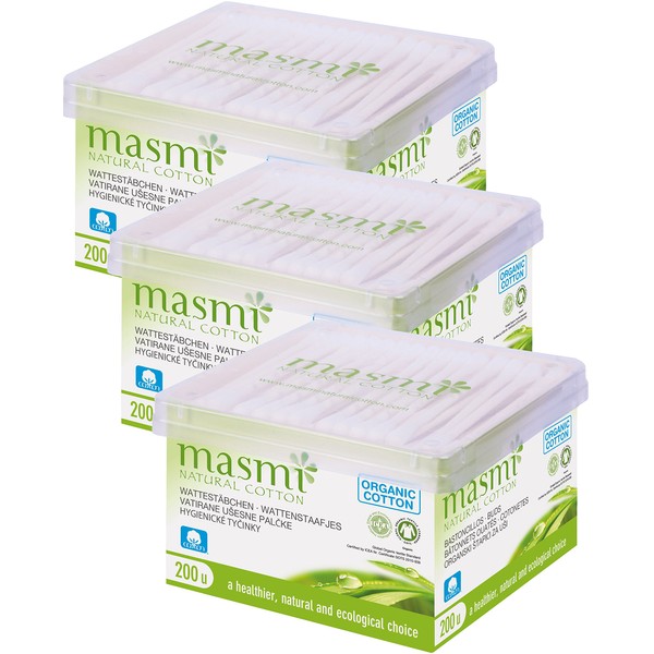 Masmi Natural Cosmetics Organic Cotton Pack of 3 x Pack of 200)