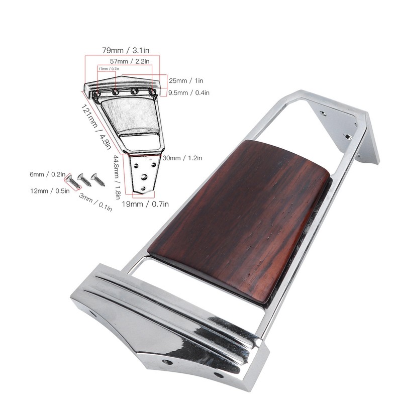 Guitar Trapeze Tailpiece Metal Rosewood 4 String Bridge Accessories Replacement
