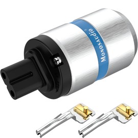 Monosaudio 99.998% C7 Pure Copper Rhodium Plated Figure 8 IEC Port AC Power Cord Audio Cable Connectors (Rhodium Plated)