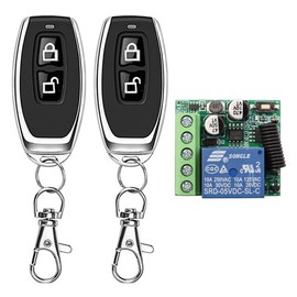 ZONADAH Wireless Remote Switch DC12V-24V 433MHz, 1 RF Relay Receiver with 1 Transmitter, Self-Locking RF Remote Switch for Lighting Automatic Doors, Curtains, Cars