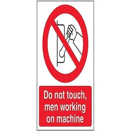 V Safety Do not touch men working on machine-150x200mm-Magnetic Safety Sign
