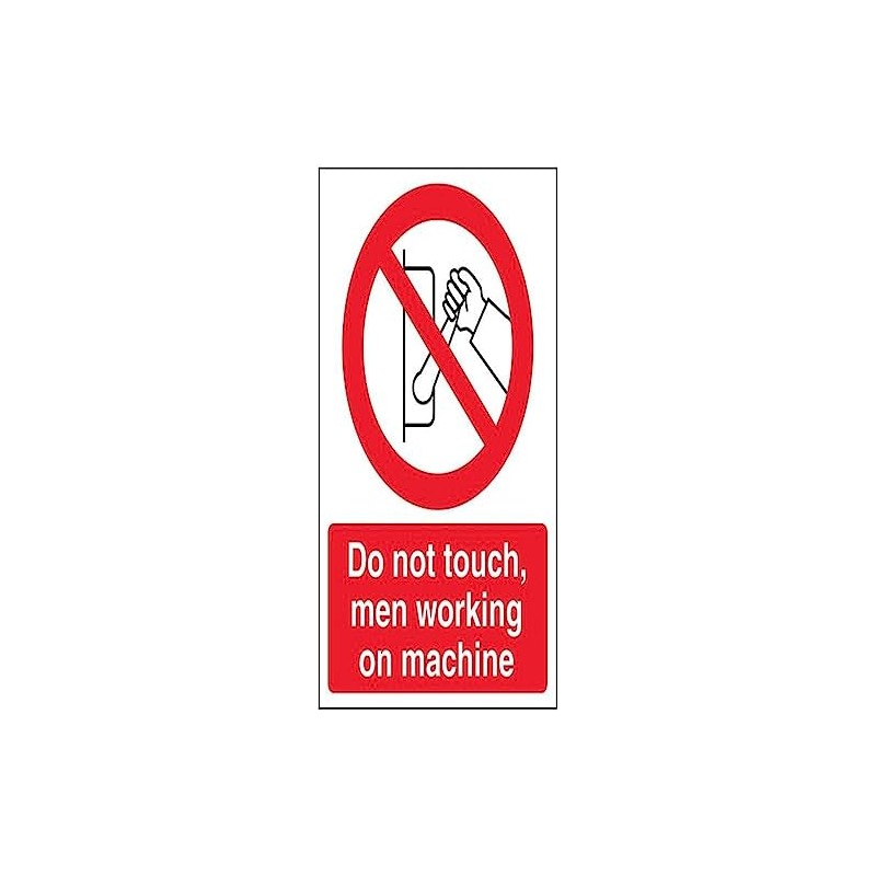 V Safety Do not touch men working on machine-150x200mm-Magnetic Safety
