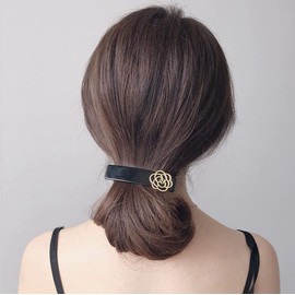 BetterJonny 2 Pcs Barrettes Women Camellia Hair Clip Hair Clip Bangs Clip Adult Simple Ponytail Hairpin Hair Accessories for Women Black Simple Elegant