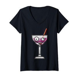 Womens Cartoon Drink Character Fun Illustration Of A Playful Drink V-Neck T-Shirt
