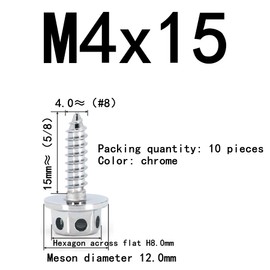 304 stainless steel flange external hexagonal self-tapping screws#8#10, wood screws, license plate screws, motorcycle screws, 10 pieces, M4, M5 (chrome, M4x15mm=10pcs)