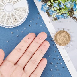 PandaHall Elite Over 1800 Pieces Brass Tube Crimp Beads Cord End Caps Diameter 2 mm 2.5 mm 3 mm Jewellery Making Silver