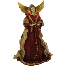 FADEDA Angel with Fabric Dress, Red/Height: 35 cm/Hand-Painted/Detailed Nativity Scene Figures - Christmas Table Decoration Nativity Accessories