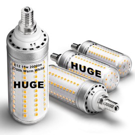 Big Size 1.57x 5.03 inch, E12 150w LED Candelabra Bulbs C7 Replacement,2700K Warm White,2000 Lumen T6 E12 15W LED Chandelier Light Bulbs for Ceiling Fan Pendant Lighting Floor Lamp,Non-dimmable,4 Pack