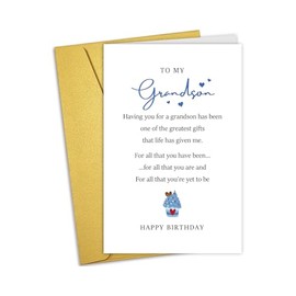 Nchigedy Birthday Card for Grandson, Grandson Poem Birthday Card, Happy Birthday Card for Adult Grandson, Grandson Birthday Card from Grandparents
