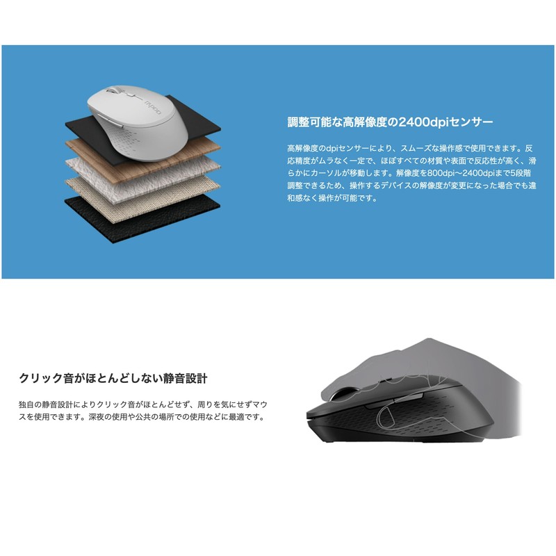 Rapoo M300G Silent Wireless Mouse, Bluetooth 5.0, 2.4 GHz, Multi-Device,