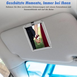 BLINGOOSE 2 Stück Auto Bilderrahmen Fotohalter Clip Sonnenblende Magnetischer Acryl Personalisiert Photo Frame Holders Anzeige Horizontal Vertikal Car Innenraum Zubehör 12cm × 8cm