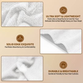 NEXCOVER Hair Towel Microfiber, 2 Pack White 9.8 inch X 25.5 inch Hair Wrap,Ultra Absorbent Hair Turbans,Fast Drying Head Towels for Women Wet Hair,Long,Curly,Thick,Frizzy Hair