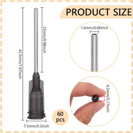 FINGERINSPIRE 60 Pcs 16G Blunt Tip Dispensing Needle with Luer Lock 42.5mm Long Gray Plastic Fluid Precision Blunt Needle Dispense Tips with 201 Stainless Steel Pin for Refilling Liquid Inks Glue