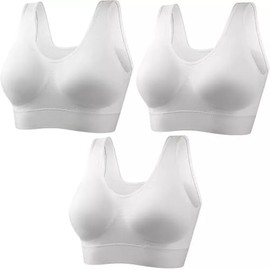 BELLEZZA BABE Women 3 Pack Seamless Sports Bra Wireless Bra Without Pading Comfort Yoga Bralette for Running Sports Fitness (UK, Alpha, M, Regular, Regular, 3 White)