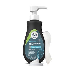 Veet Men Hair Removal Cream for Sensitive Skin, 13.5 fl oz, Painless Long-Lasting Fast-Acting Clean Look, Dermatologically Tested Depilatory Cream. Use on Chest, Back, Arms, Legs & Underarms
