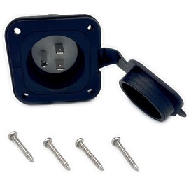 RV Shore Power Inlet Plug NEMA 5-15 with Waterproof Cover , 15A 125V Recessed Male Outlet , Electrical Connections for RV Trailer Shed Block Heater, 2 Pole 3-Wire for RV Marine Boat Enclosed Trailer