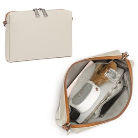 Joyway Travel Makeup Bag, Large Capacity Cosmetic Bags for Women, Waterproof Portable Pouch Open Flat Toiletry Bag Make up Organizer with Divider, Can be fitted with suspenders(White)