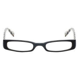 Calabria EB Thick Eye Rectangular Reading Glasses +0.50 Gloss Black Mosaic Crystal White Women