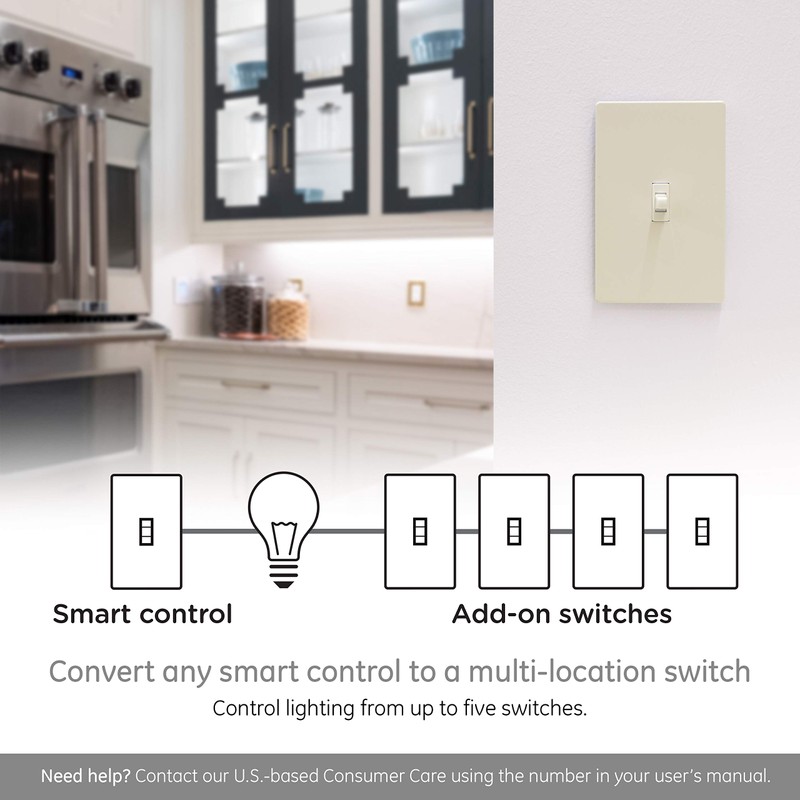 Enbrighten Almond Add-On Switch, QuickFit & SimpleWire, Z-Wave/Zigbee, Not A