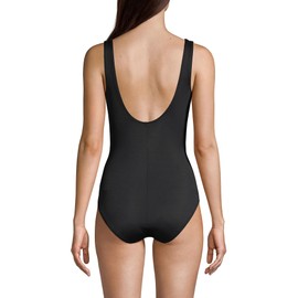 Lands' End Womens Slender Suit Wrap One Piece Swimsuit Black Regular 10