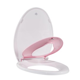 Toilet Seats Elongated, Toddler Potty Training Seat Built-In, Quiet-Close Lid, Safe PP Material, Easy Installation & Release with Hardware