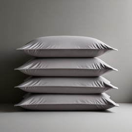 100% Egyptian Cotton Pillowcases - 200 Thread Count, Super Soft & Durable, Standard Size (50cm x 75cm), Pack of 4, Breathable & Easy Care, Envelope Closure (Grey)