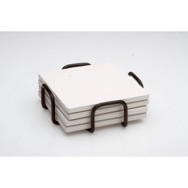 Thirstystone Minimalist Metal Holder-for Square or Round Coaster Sets, Holds Multiple Sizes and Types, modern black four post wrought iron style