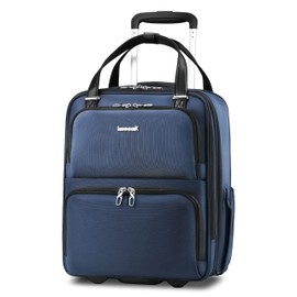 LUGGEX Underseat Carry On Luggage with Wheels, Lightweight Under Seat Luggage, Soft Sided Personal Item Suitcase (16 Inch, Blue)