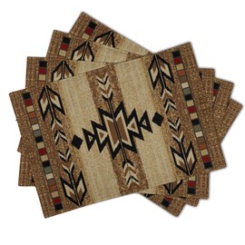 Giwawa Southwestern Placemats Rustic Tribal Geometric Decorative Table Mat Antique Native American Heat Resistant Non-Slip Place Mats 12x18Inch Set of 4 for Dining Kitchen Party Holiday Decor