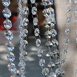 EliteKoopers 5FT Clear Acrylic Crystal Garland Beads Hanging Chain for Wedding Party Christmas Tree Chandelier Decoration DIY Craft