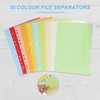 10 Part Folder Dividers A4, Coloured Multi Hole Card Folder