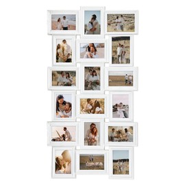 J.M.Deco Collage Picture Frames for Wall Decor, 18-Opening Reunion Family Friends Picture Frame Set, 4x6 Photo Frames Collage for Living Room BedroomWhite