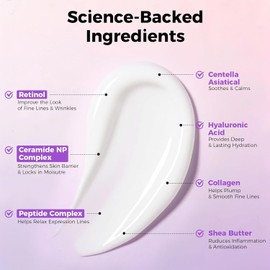 Retinol Collagen Neck Firming Cream with Gua Sha AH-8 Peptide Tightening Facial Moisturizer with Hyaluronic Acid Lifting for Jawline Décolleté Fine Line Day and Night Skin Care 1.7fl.oz / 과샤가 함유된 레티놀 콜라겐 넥 피밍 크림 AH-8 펩타이드 히알루론산으로 조이는 얼굴 보습제 강화 리프팅으로 턱선 데콜레 파인 라인 주간 및 야간 스킨 케어 1.7fl.oz