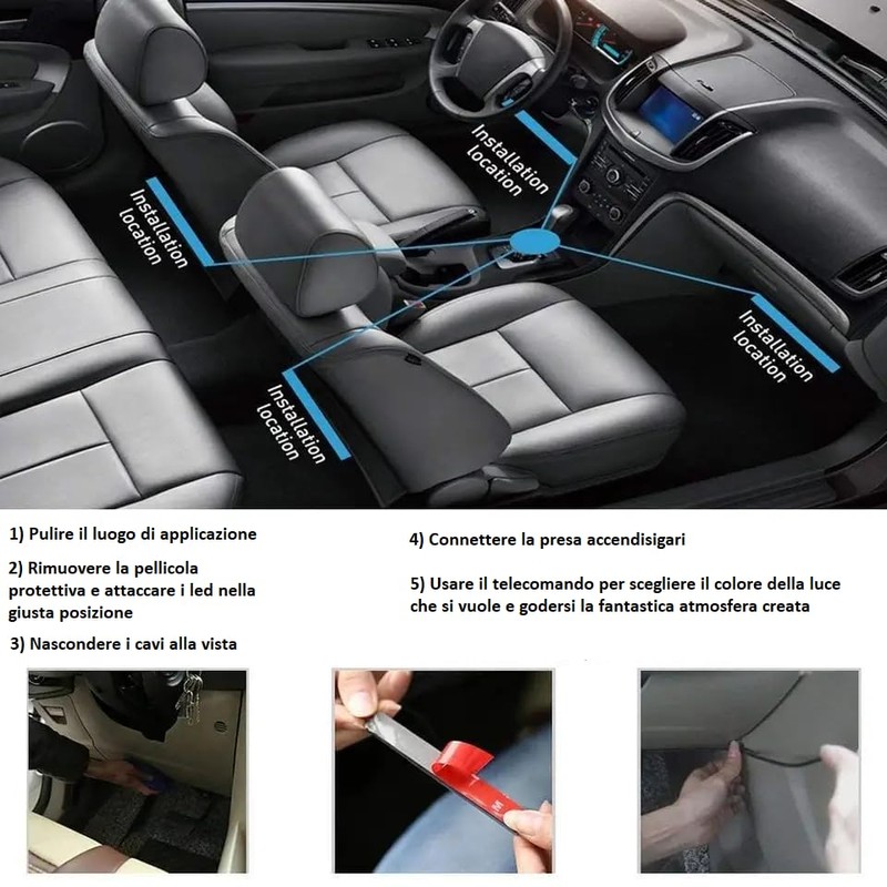 Car Passion Kit Led Interni Auto RGB Illuminazione Luce Ambiente