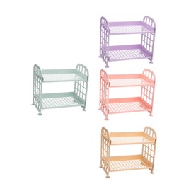 iplusmile 4pcs Multifunctional Makeup Organizer Shelf Dual Storage Case for Cosmetics and Jewelry Random Colors Easy to Assemble and Room Vanity