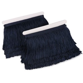 Fringe Trim Lace Polyerter Fibre Tassel 4 inch（″） Wide 10 Yards Long for Clothes Accessories and Latin Wedding Dress and DIY Lamp Shade Decoration BlackWhiteRedGoldBluePinkGrey(Navy Blue, 4 inch)