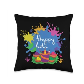 Colorful Powder Holi Spring Holi Festival Of Colors Holi Throw Pillow