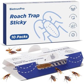 Roach Sticky Traps Indoor 10 Pack | Cockroach Killer with Sticky Odorless Glue | Pet Safe & Non-Toxic Pest Control for Bugs, Spiders, Crickets | Effective Indoor Traps for Home, Kitchen, Bathroom - Size: 10 Pack