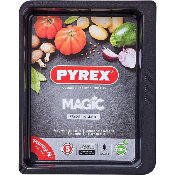 Pyrex 1452074 - Magic - Rectangular Metal Oven Dish 4.60 L / 35 x 26 cm, Black