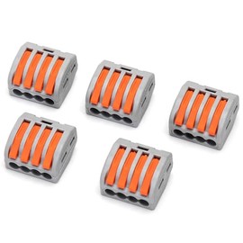 PCT-214 Terminal Blocks, Available in a Set of 5, Combining Grey and Orange Colors, Ideal for Safe and Reliable Electrical Connections.