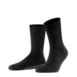 FALKE Men's Homepads Slipper Socks, Cozy Warm, Cotton Merino Wool, House Socks for Winter and Fall, Sole Grips, Black (Black 3000), 9.5-12, 1 Pair