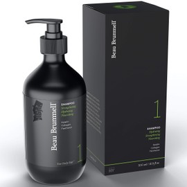 Low-foaming Shampoo for Men by Beau Brummell | A Luxury Sulfate Free Daily Shampoo With Keratin Proteins & Collagen to Strengthen and Protect Hair | Large 16.9 OZ Bottle | Made in USA