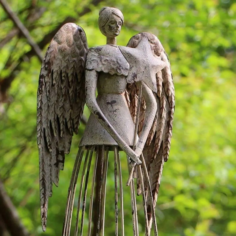 Grace Home 26''H Garden Angel Metal Yard Stake Antiqued Sculpture