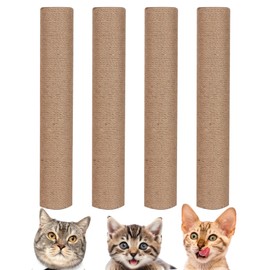 PowerKing 4-Pack 15.7" Cat Scratching Post Replacement - Natural Sisal Rope Scratcher Poles with M8 Screws for Indoor Cat Tower Renewal Parts, Cat Furniture Refill Parts (Nature)