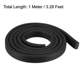 sourcing map Solid Rectangle Rubber Seal Strip 10mm Wide 5mm Thick, 1 Meter Long Black