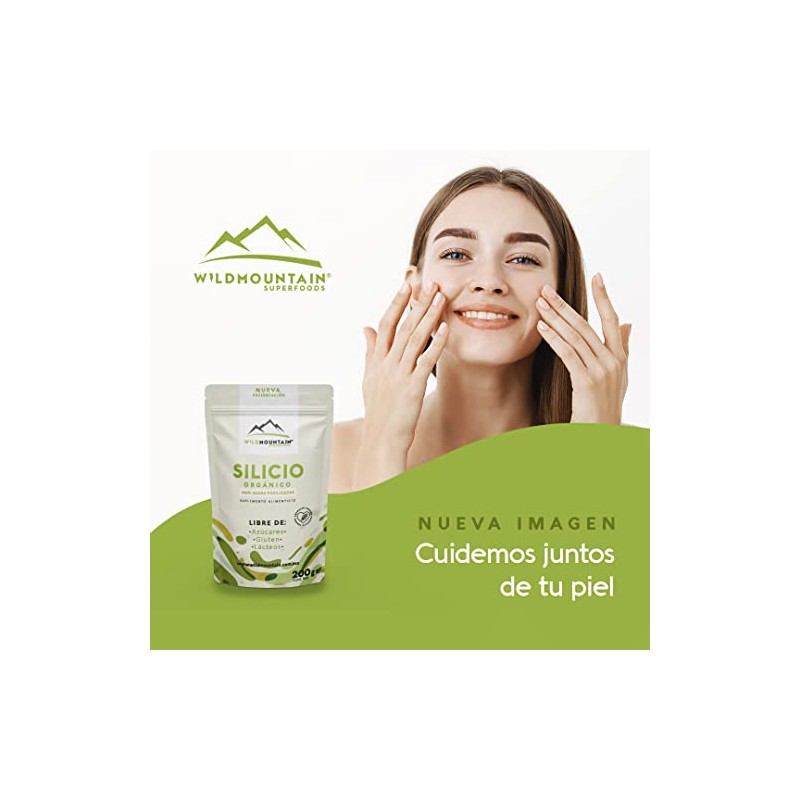 Wildmountain, Silicio Orgánico Suplemento Alimenticio Vegano Sin Azúcar 200gr