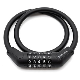 Bike Safety Lab Cable Lock 5-Digit Dial Type 65cm Thickness 10mm Lightweight 195g Easy to Turn Wire Lock for Bicycle, Bike, Kickboard (Black, 65cm)