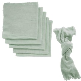 WADUBI Fabric Napkins, Set of 6 Cotton Cloth Napkins 42x42 cm, Square Table Napkins with Fringe for Dining, Holidays, Wedding Reception, Washable, Green