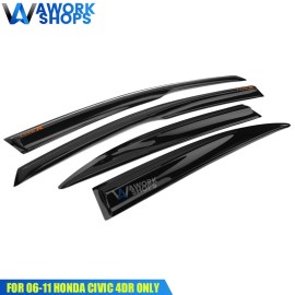 Unbranded Fits 06-11 Civic Sedan Mugen Window Visors Rain Guard Vent w/ Orange Type R